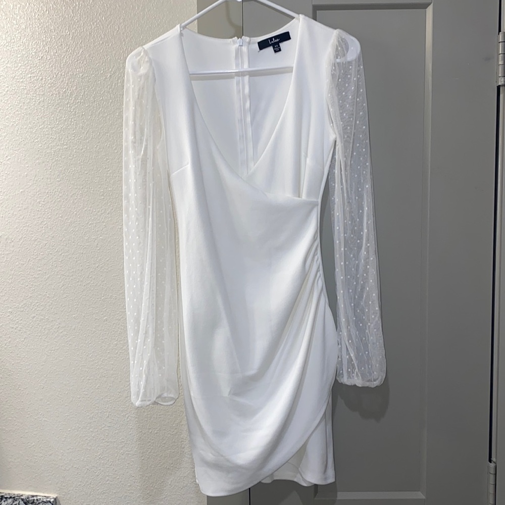 Lulus Ivory balloon sleeve bodycon mini dress